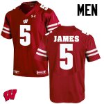 Men's Wisconsin Badgers NCAA #5 Chris James Red Authentic Under Armour Stitched College Football Jersey JD31P21GV